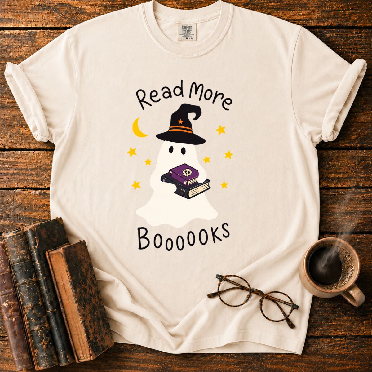 Cute Halloween Ghosts and Books T-Shirt