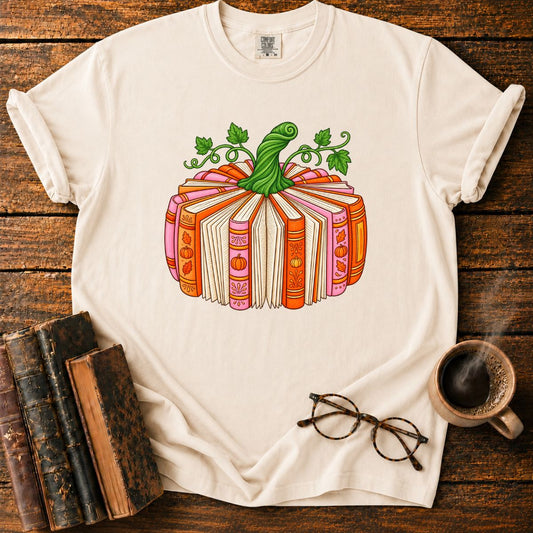 Whimsical Autumn Book Pumpkin T-Shirt