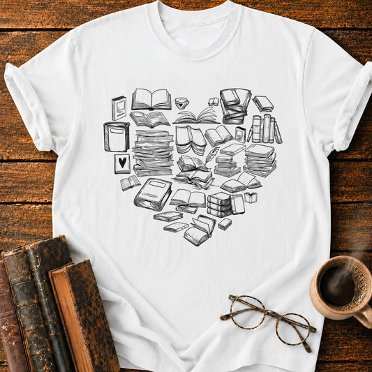 Heart of Books and Tea T-Shirt