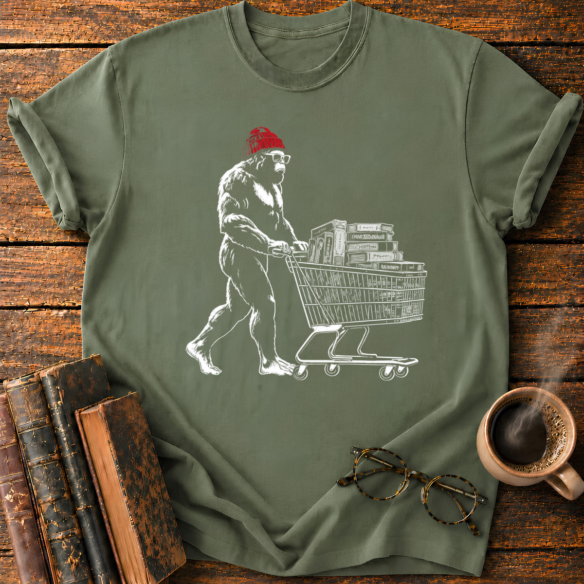 Bigfoot Book Cart T-Shirt