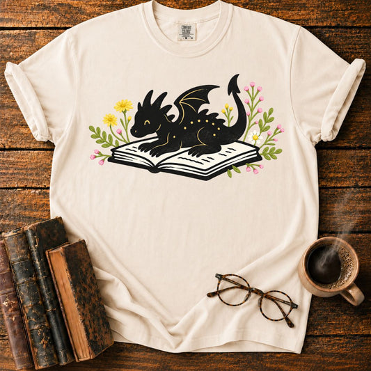 Dragon Reading Among Flowers T-Shirt