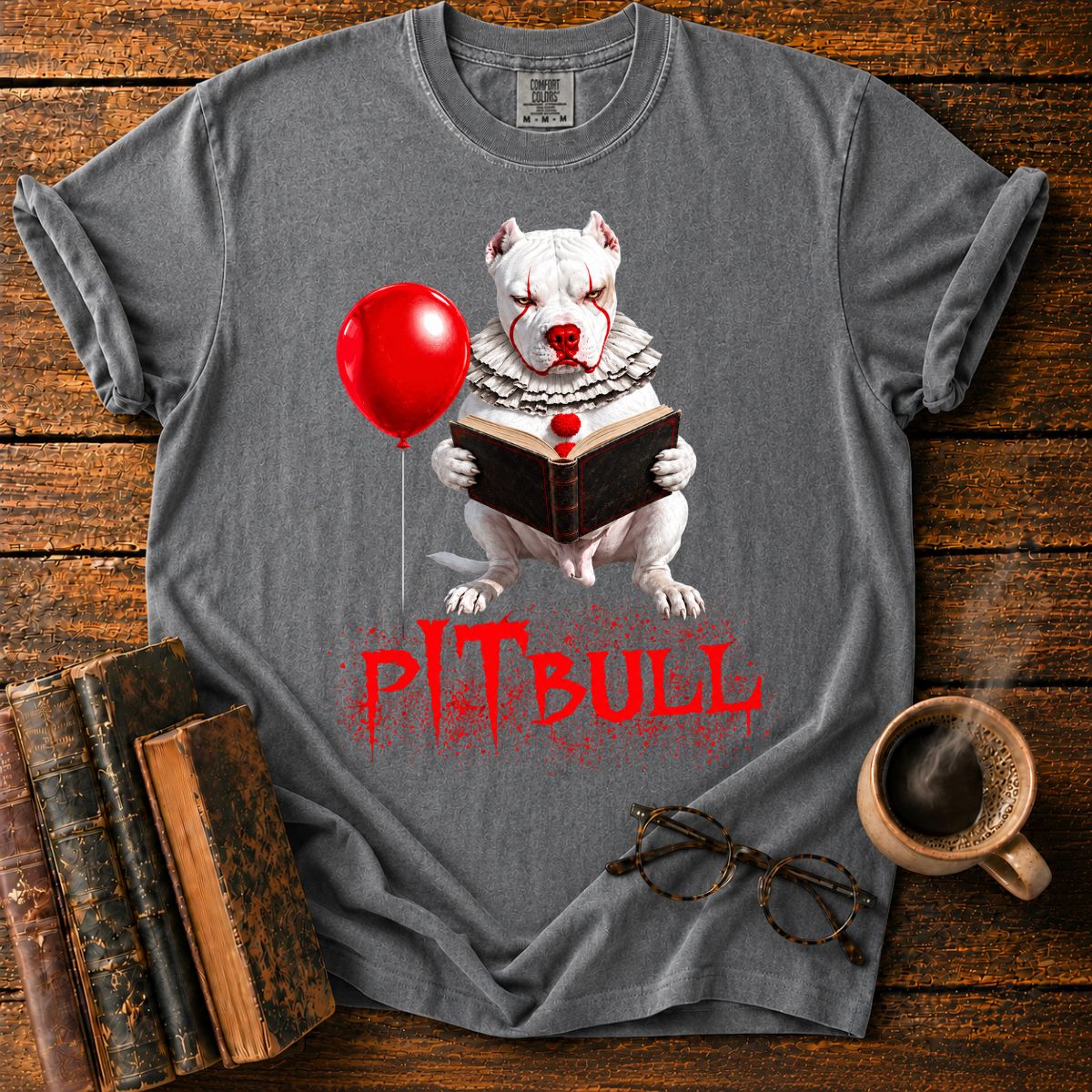 Pitbull Reading a Vintage Book T-Shirt