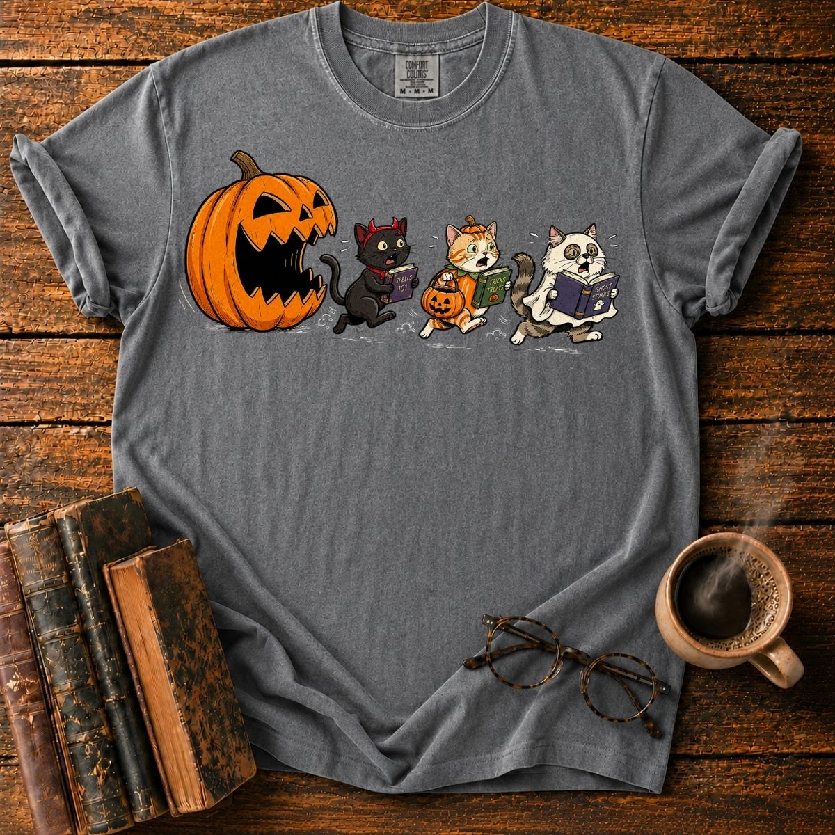 Pumpkin Chase_ Halloween Cat Chaos T-Shirt