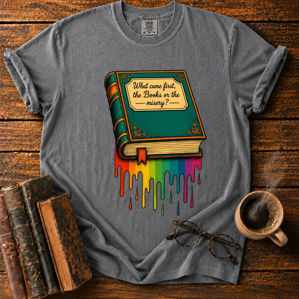 Vintage Book with Rainbow Drips T-Shirt