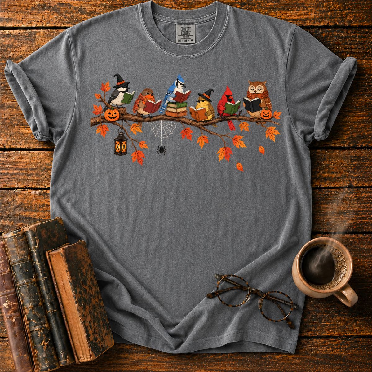 Birds’ Halloween Reading Branch T-Shirt