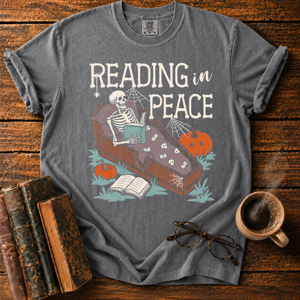 Reading in Peace Skeleton T-Shirt