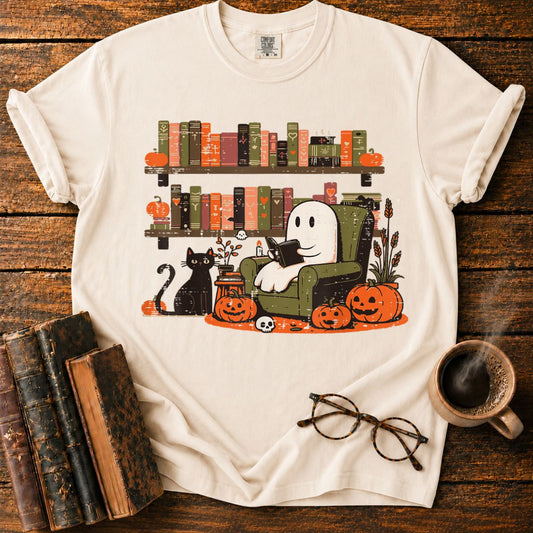 Ghost Library Reading Books Halloween T-Shirt