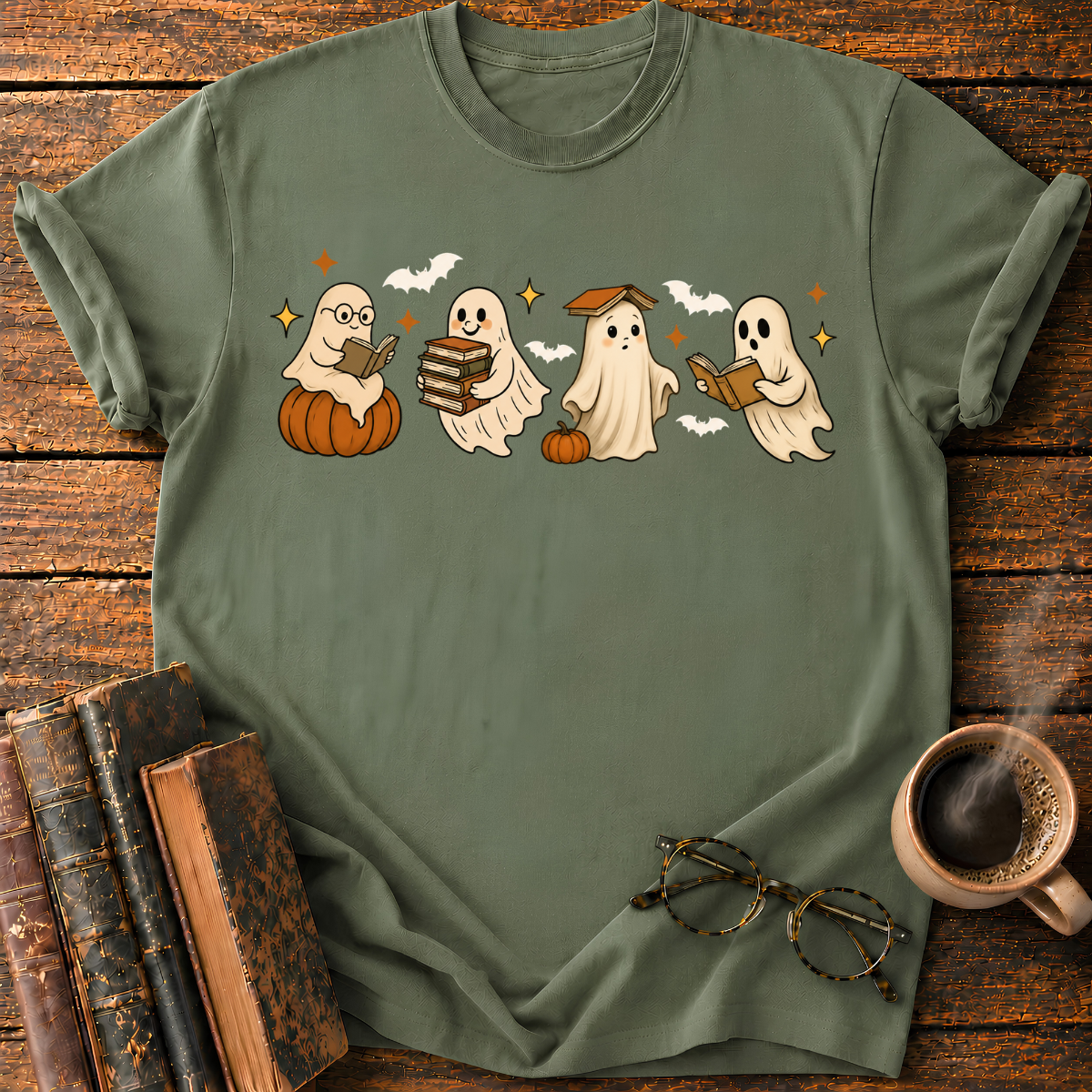 Ghosts Reading Books T-Shirt