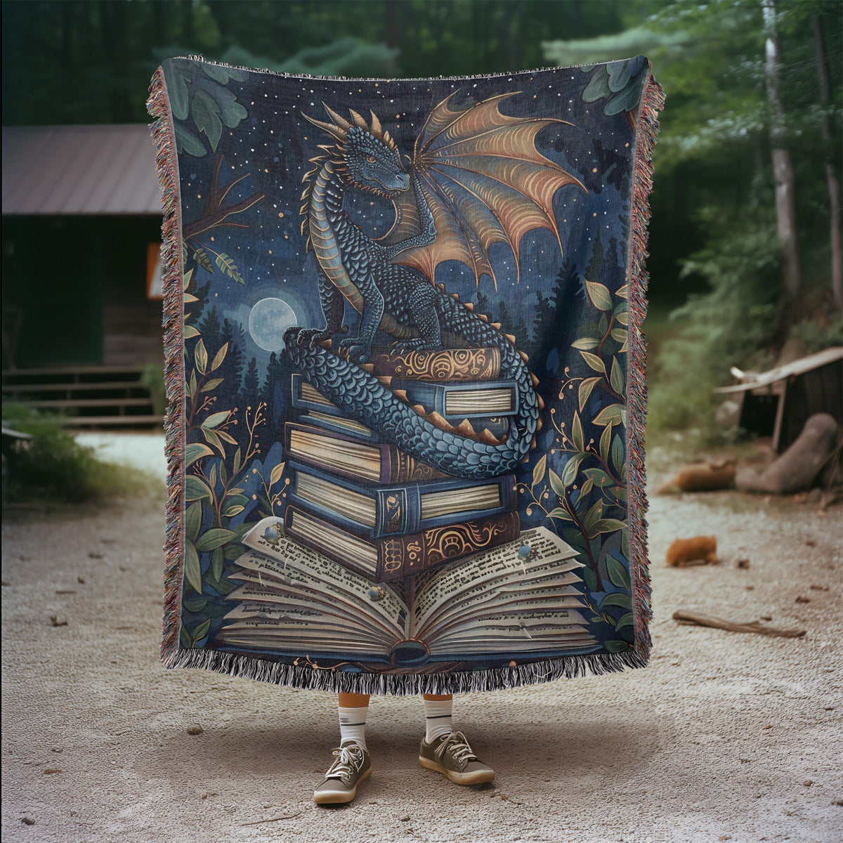 Moonlit Dragon Book Blanket