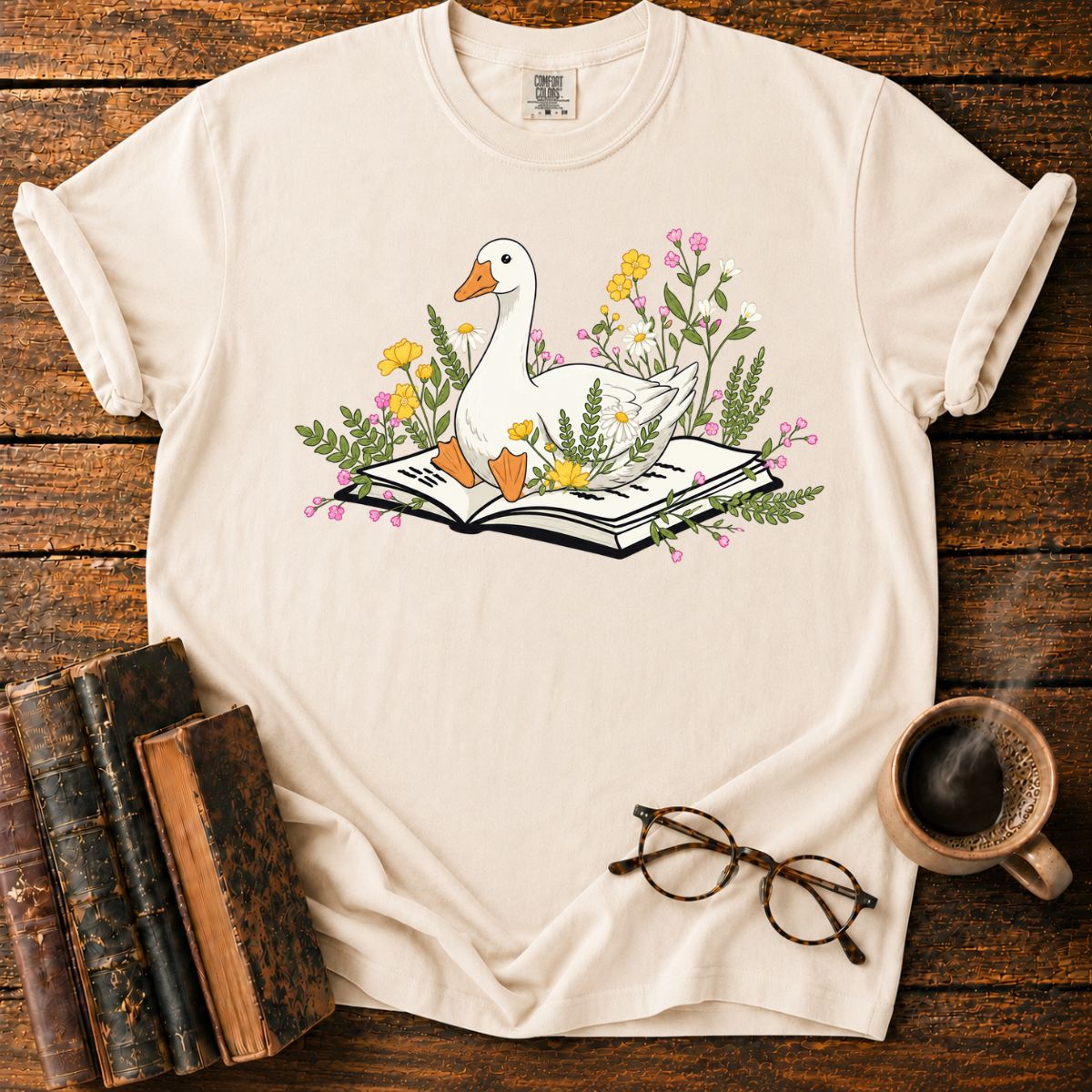Whimsical Goose in Bloom T-Shirt