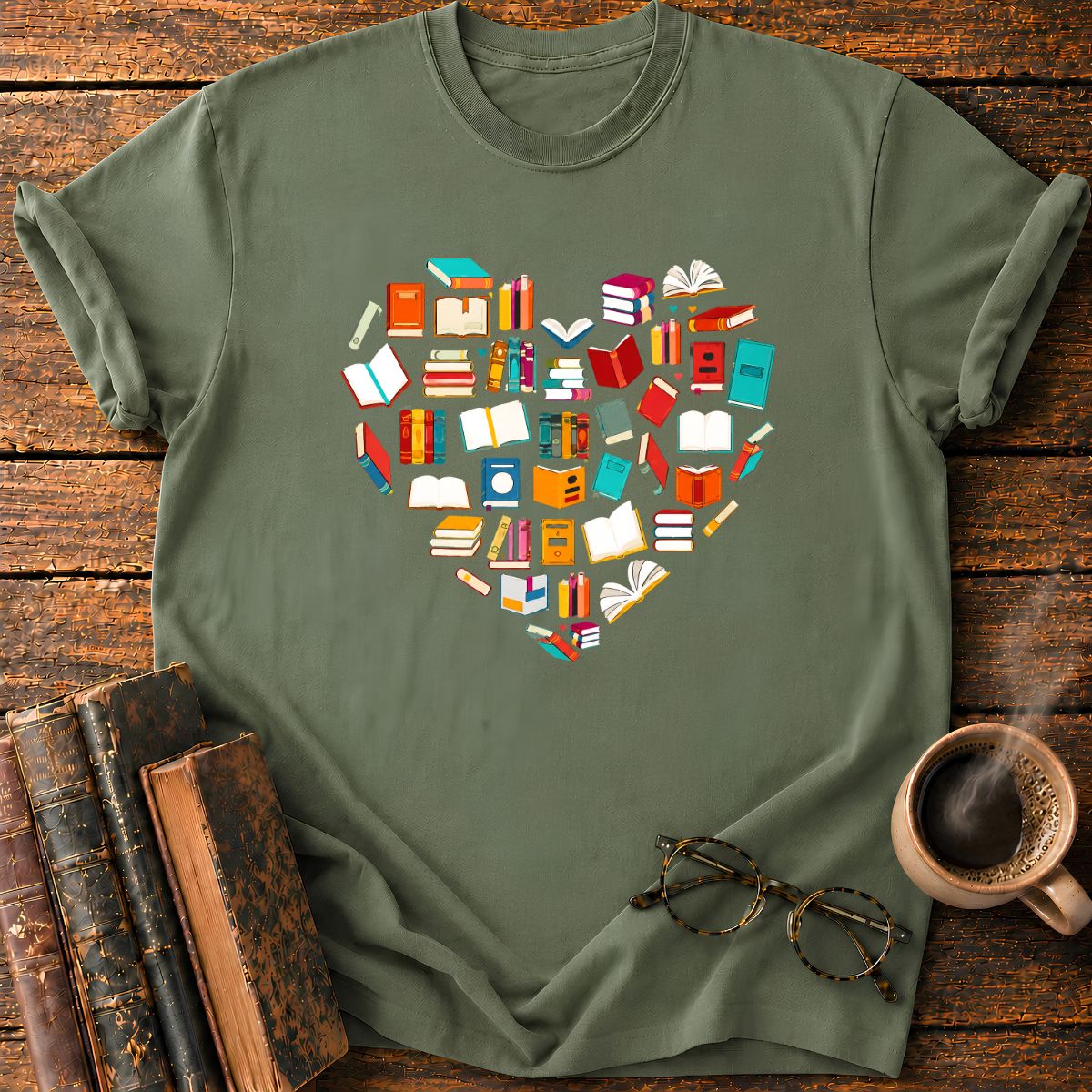 Colorful Book Heart T-Shirt
