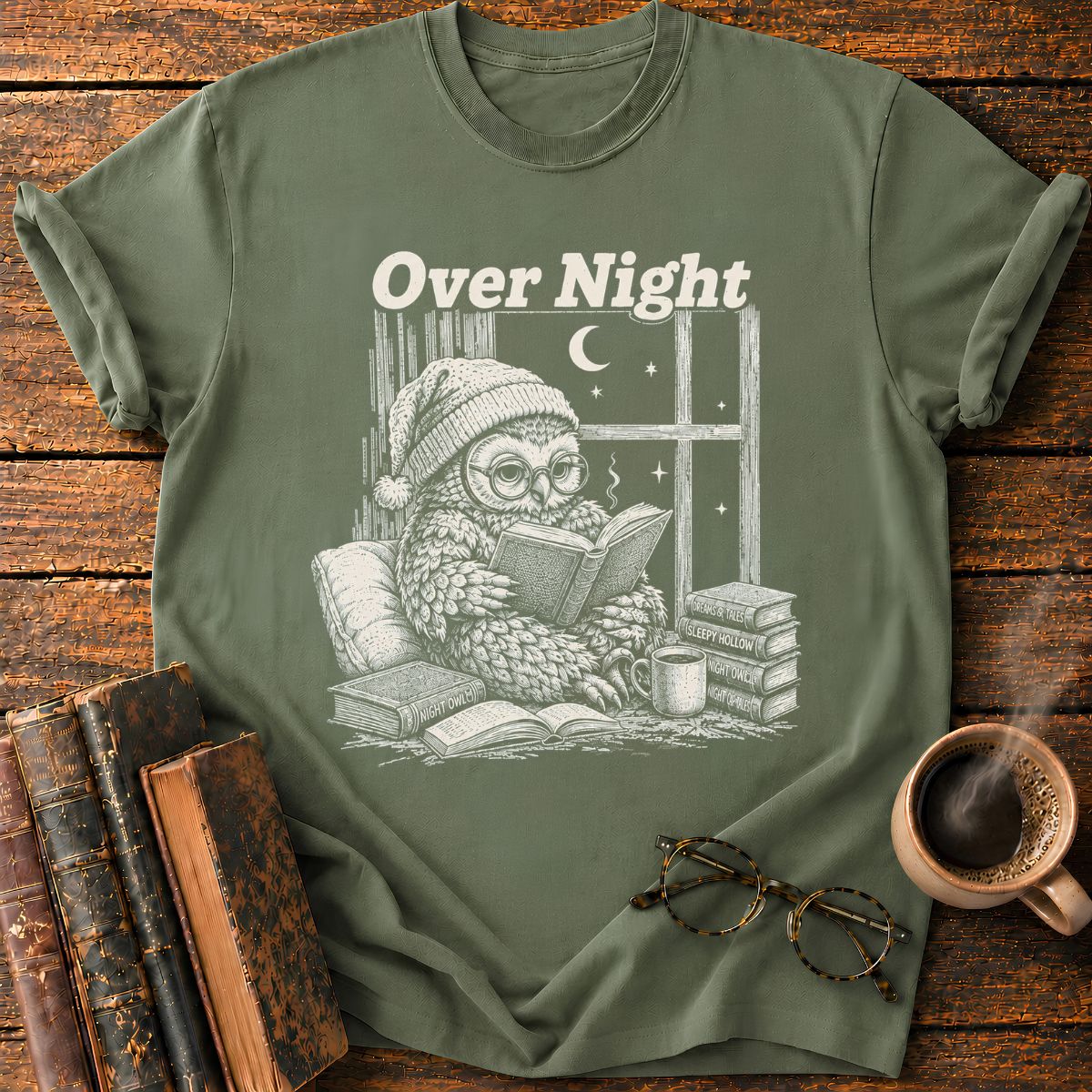 Cozy Night Owl Reading A Book T-Shirt