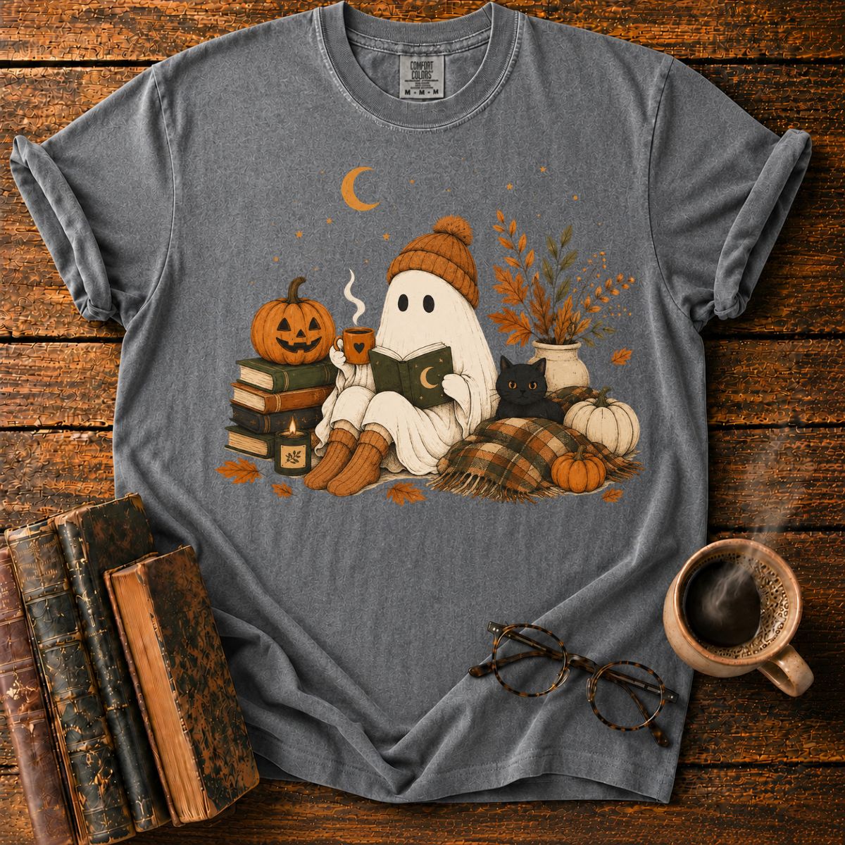 Ghost’s Autumn Reading Book T-Shirt