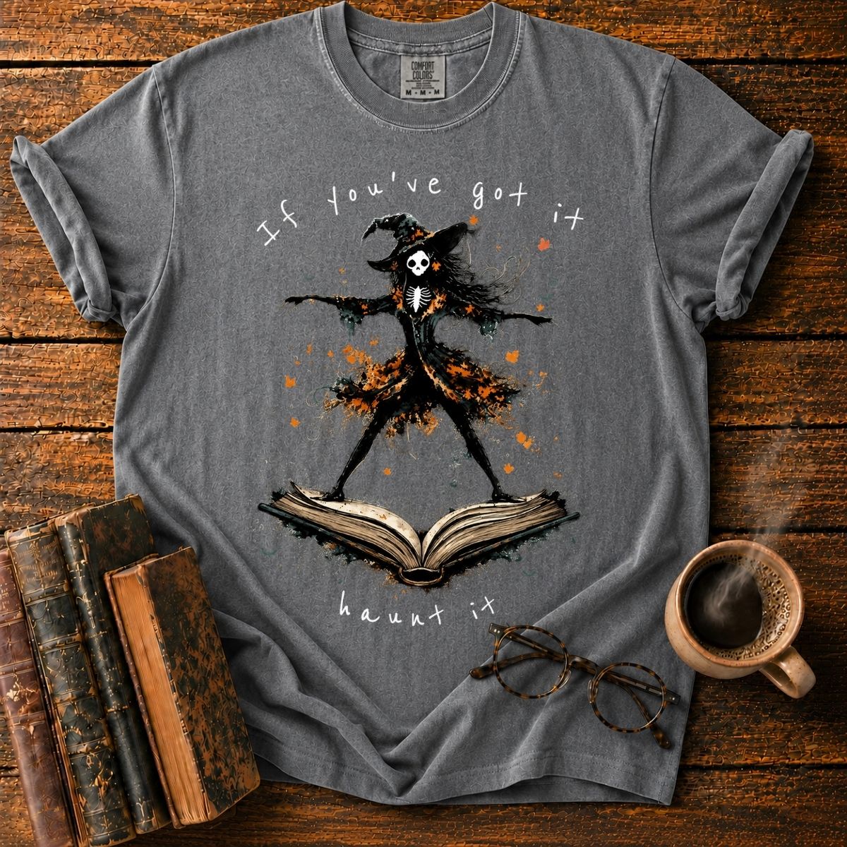 Haunted Witch on an Open Book T-Shirt