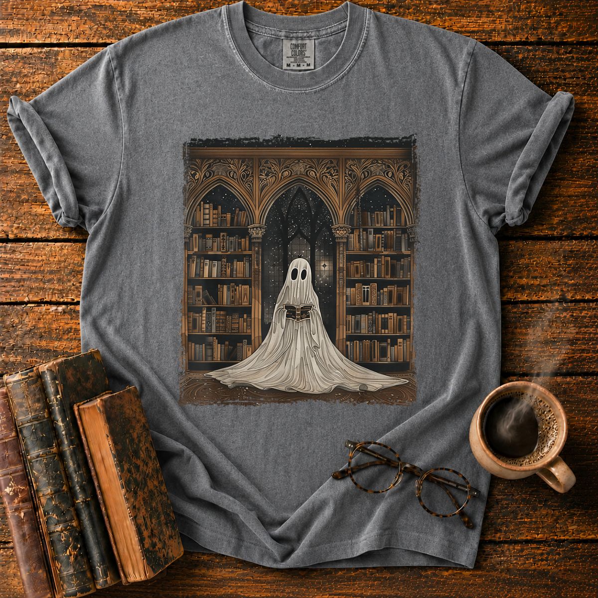 Reading Ghost Library Halloween T-Shirt