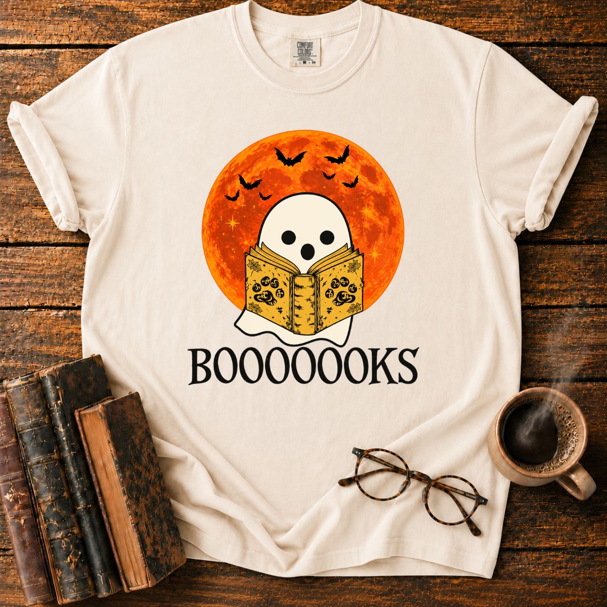 Spooky Ghost and Grimoire Moon T-Shirt