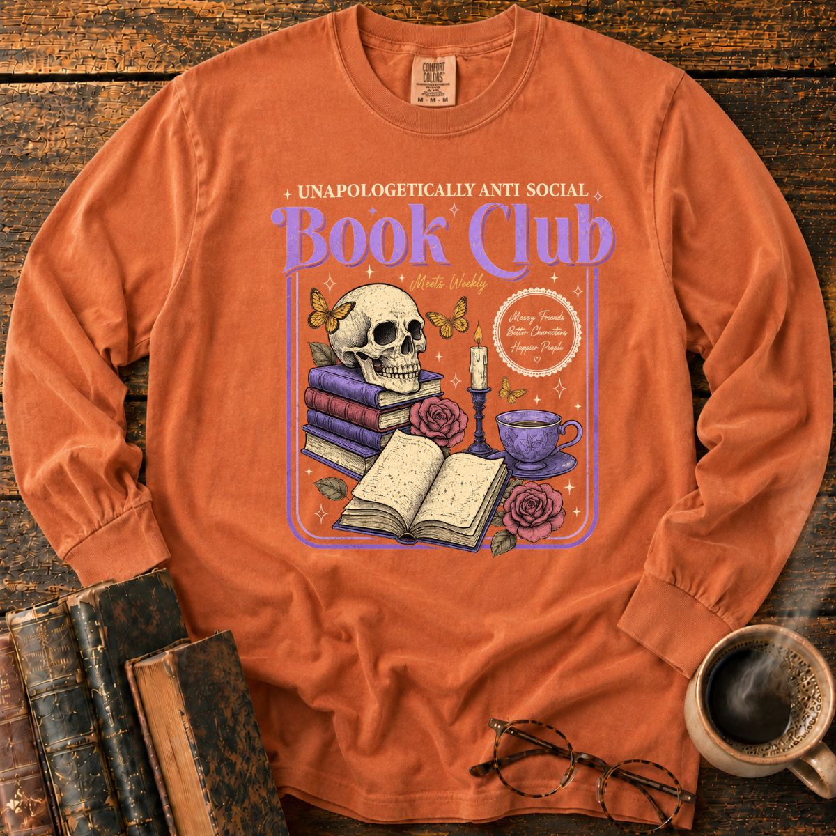Anti Social Book Club Skull LS T-Shirt