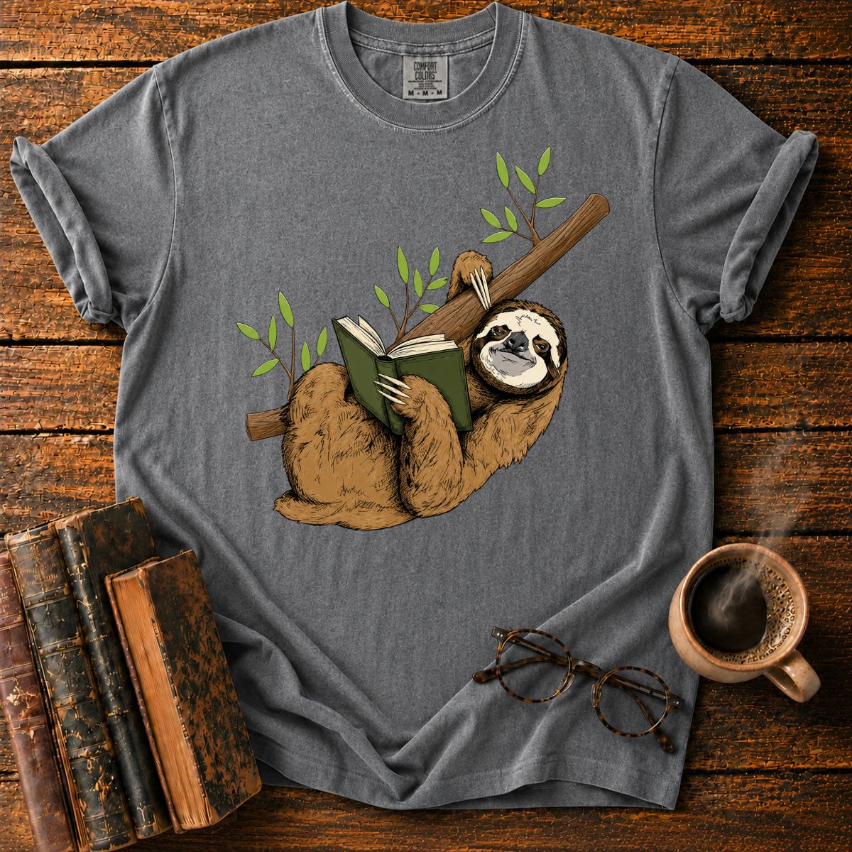 Sloth Reading on a Branch T-Shirt