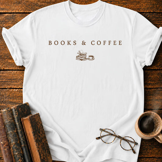 Books & Coffee Vintage Emblem T-Shirt