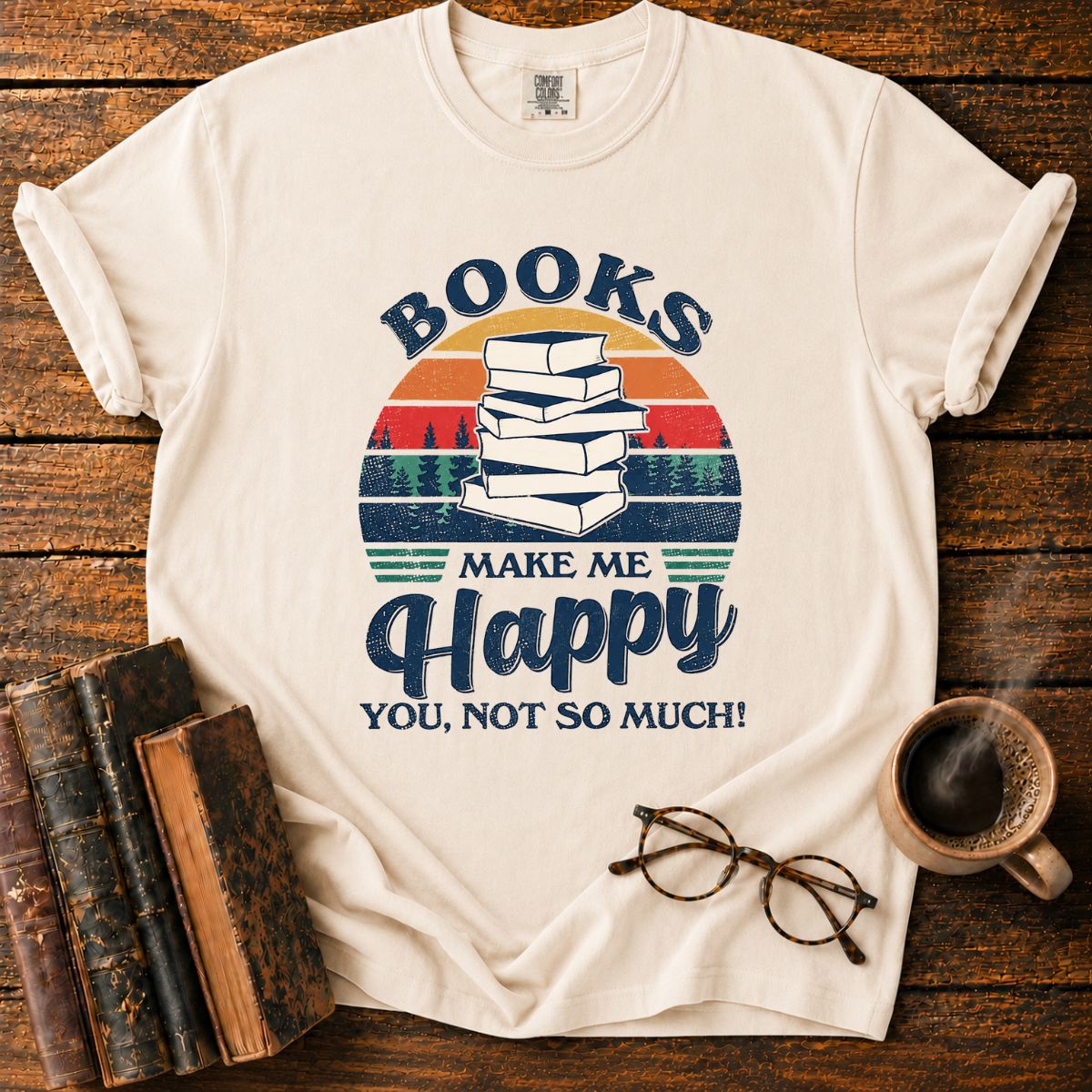 Retro Books Make Me Happy T-Shirt