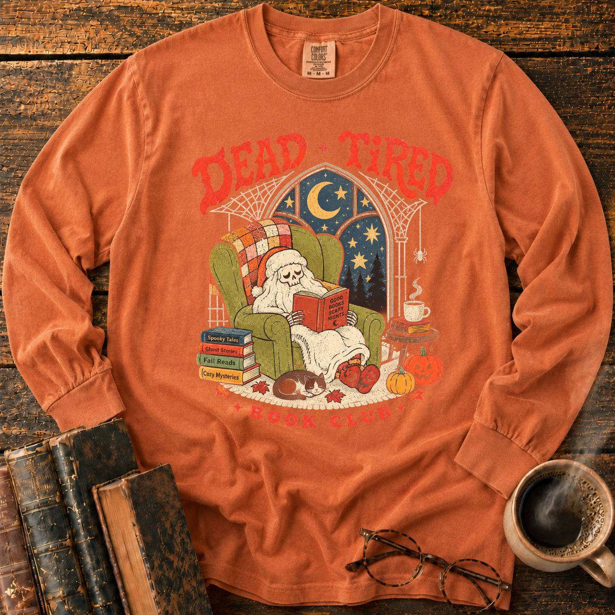 Dead Tired Book Club Skeleton LS T-Shirt