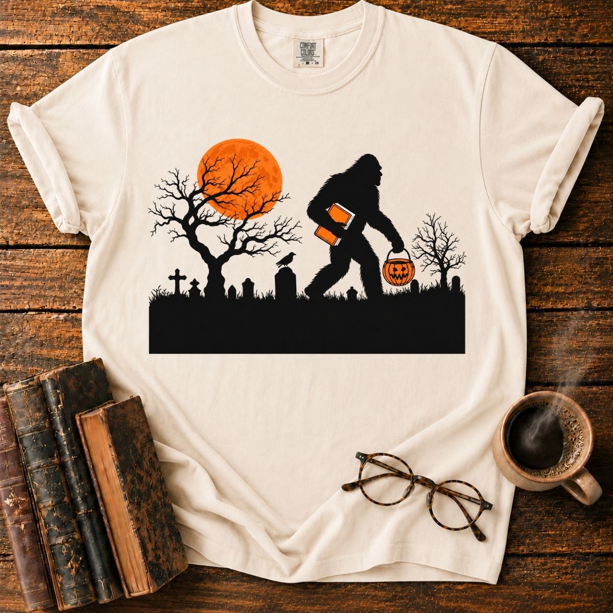 Sasquatch Halloween Graveyard T-Shirt