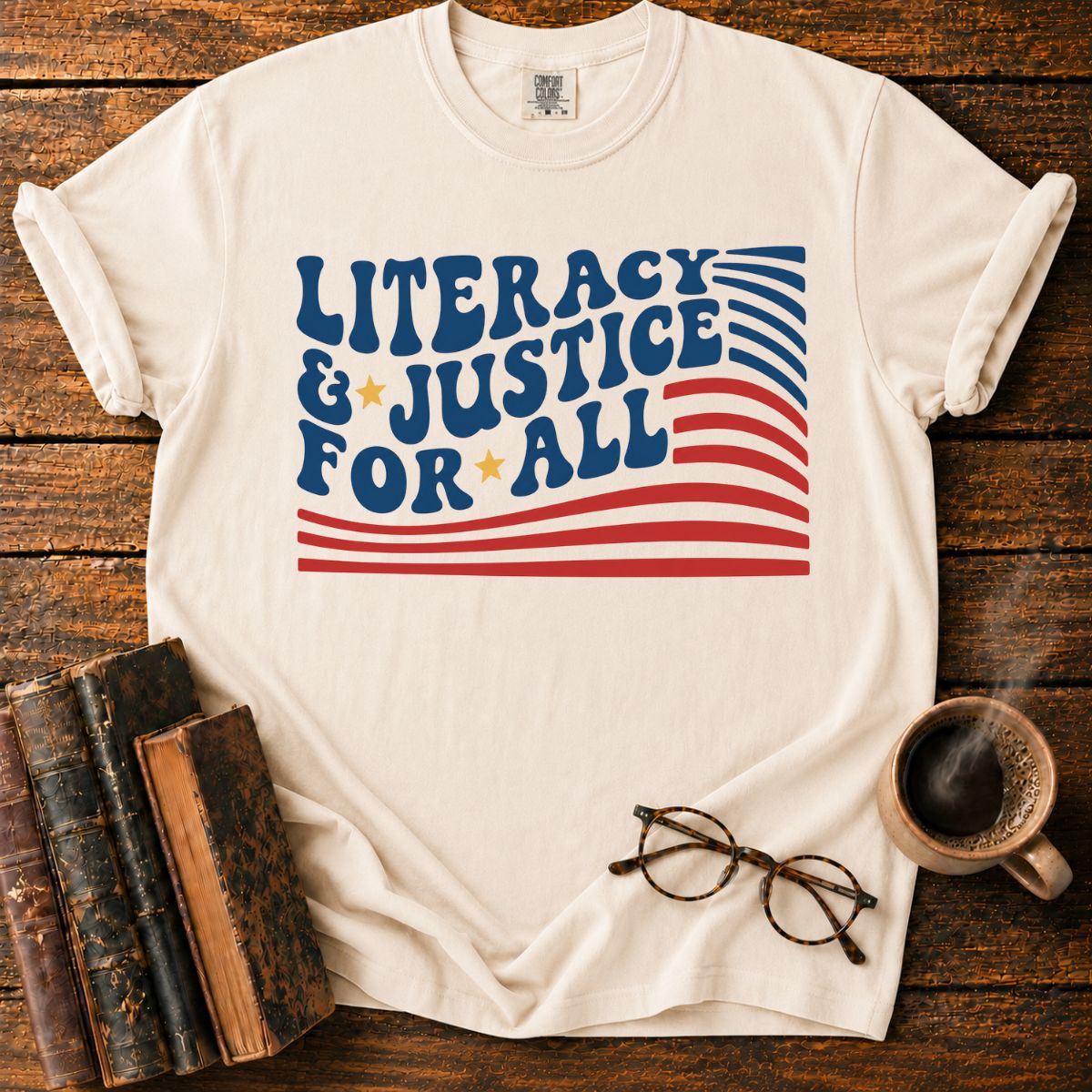 Literacy and Justice Retro T-Shirt
