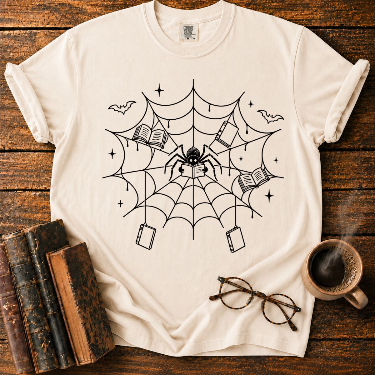 Spooky Spider Library T-Shirt