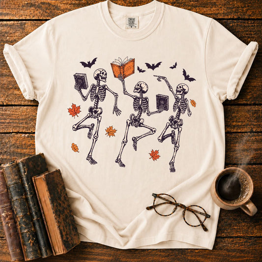 Dancing Skeletons with Haunted Books T-Shirt