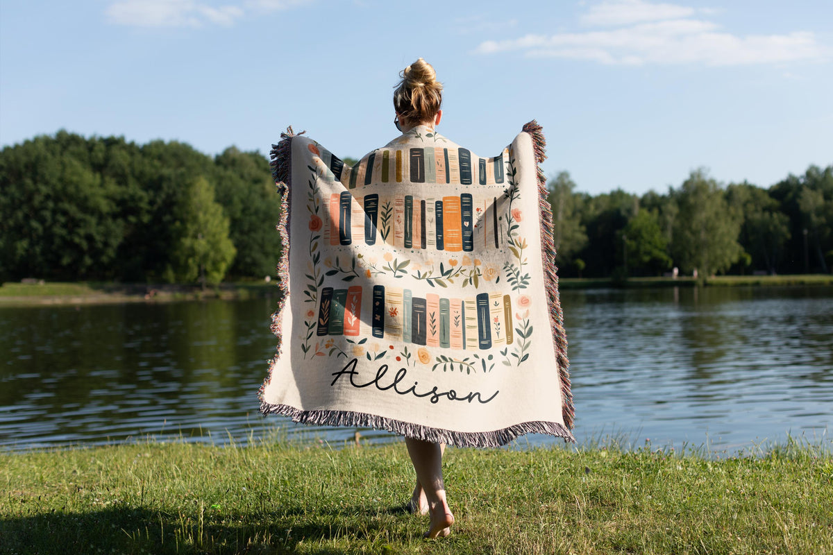 Personalized Name Bookshelf Blanket