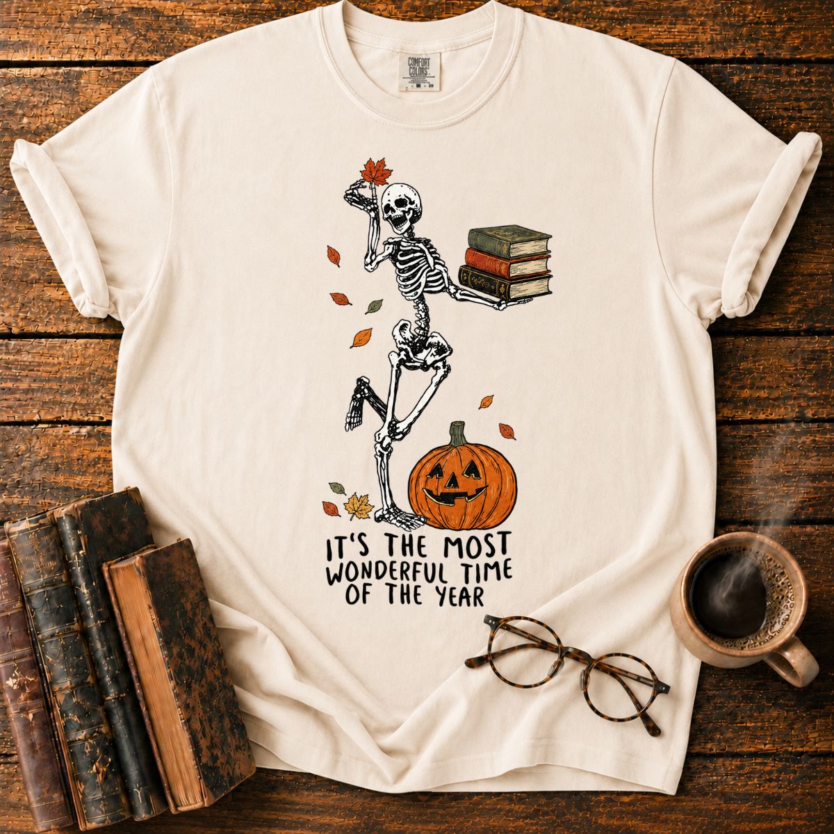 Dancing Skeleton’s Autumn Book Parade T-Shirt