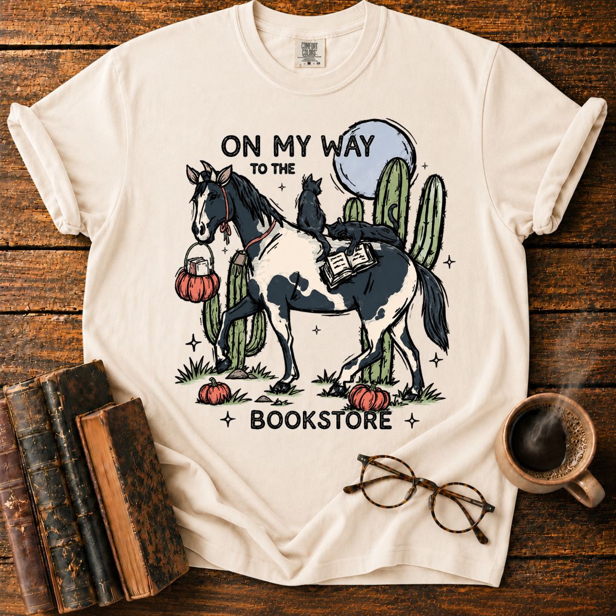 Horse/Cats To the Bookstore T-Shirt