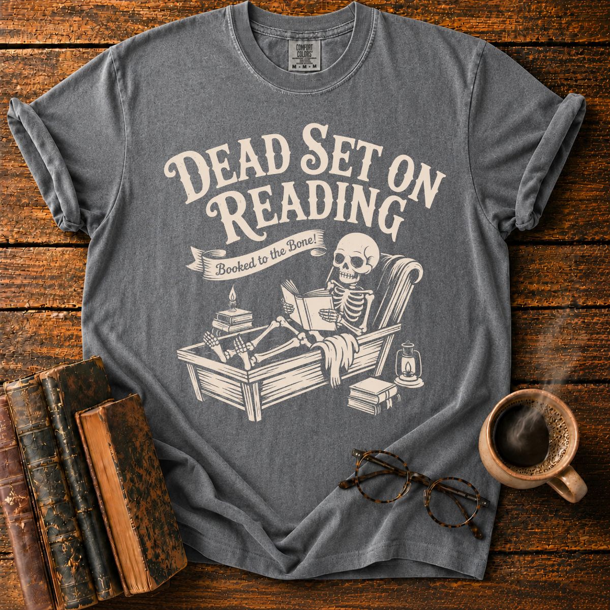 Dead Set On Reading Skeleton T-Shirt