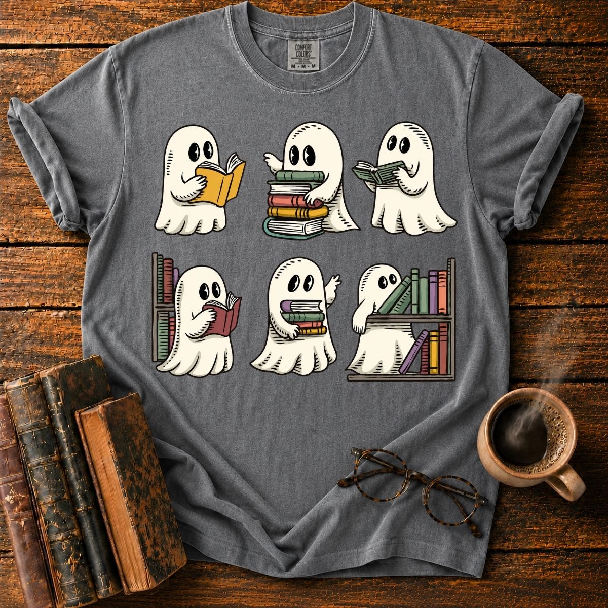 Cute Ghost Library Sticker Set T-Shirt