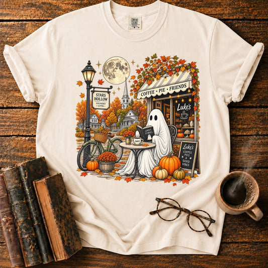 Ghostly Autumn Coffee in Stars Hollow T-Shirt
