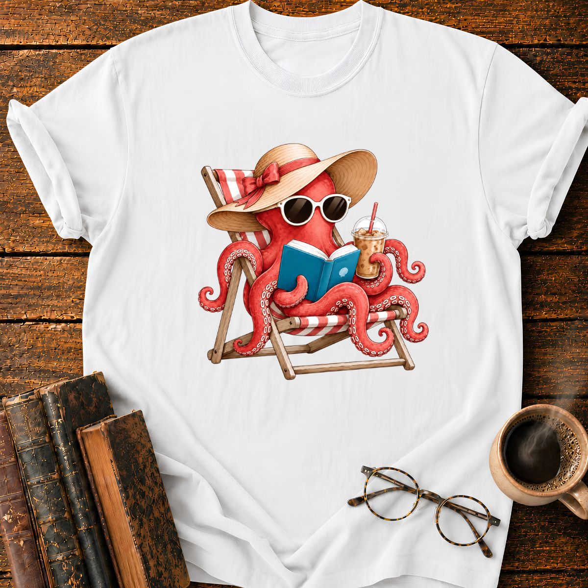Octopus Reading T-Shirt