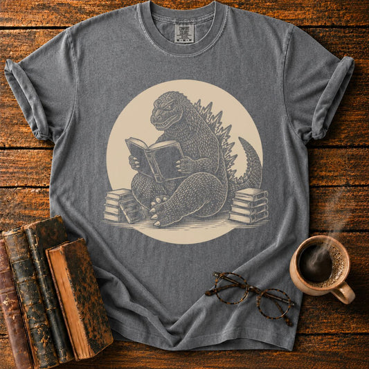 Godzilla Reading Among Books T-Shirt