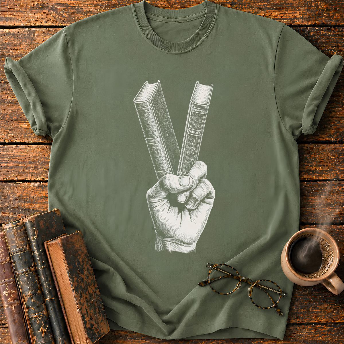 Peace Sign with Books T-Shirt