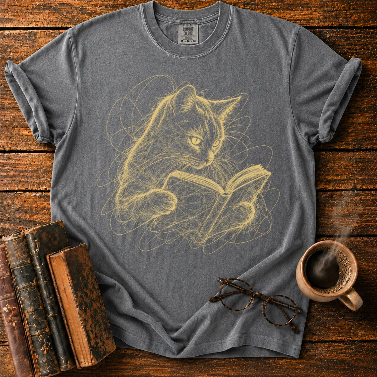 Bookish Cat T-Shirt T-Shirt