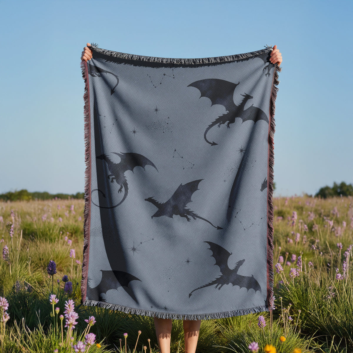 Dragon Constellations Woven Throw Blanket