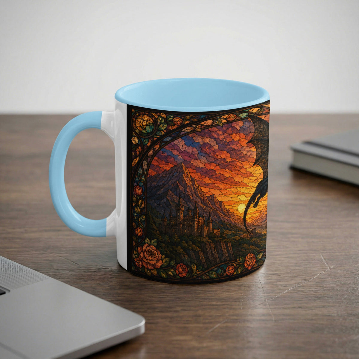 Golden Hour Dragon Stained Glass Mug