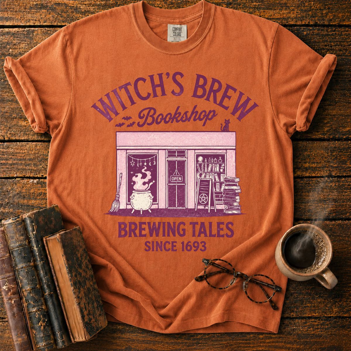 Witch's Brew Bookshop Halloween T-Shirt