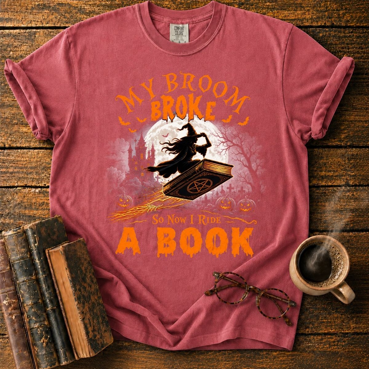 My Broom Broke_ I Ride a Book T-Shirt