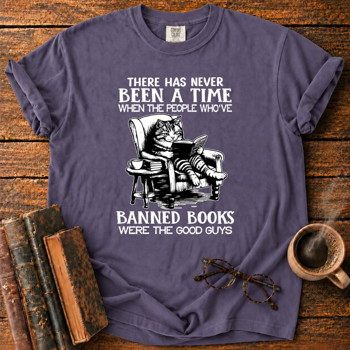Cat Reading Banned Books Good Guys T-Shirt