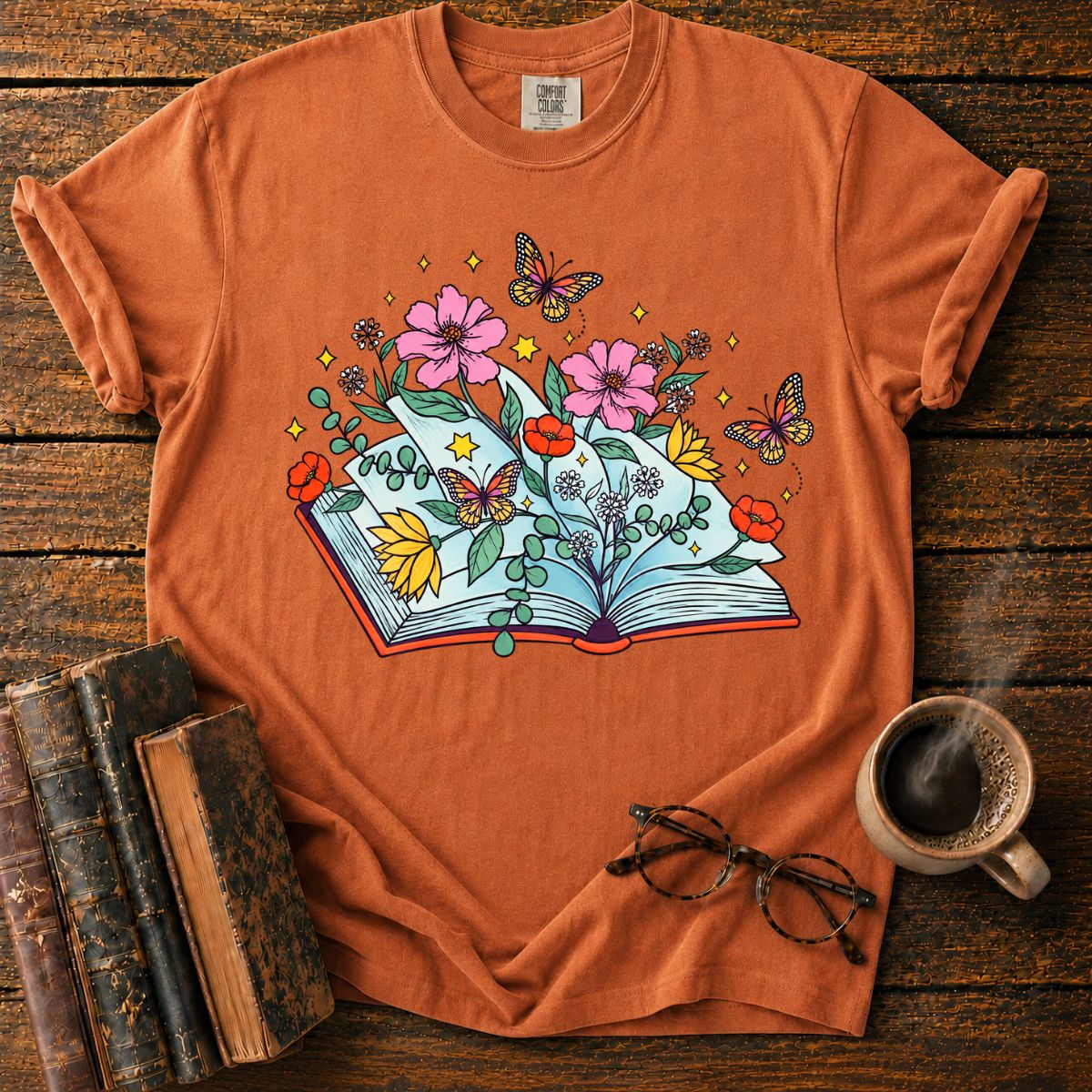 Wildflower Book Butterfly Bookish T-Shirt