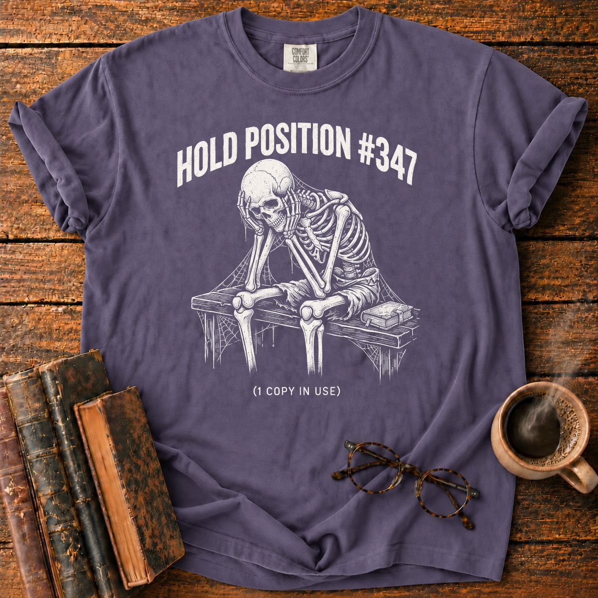 Library Hold Position Skeleton Funny T-Shirt