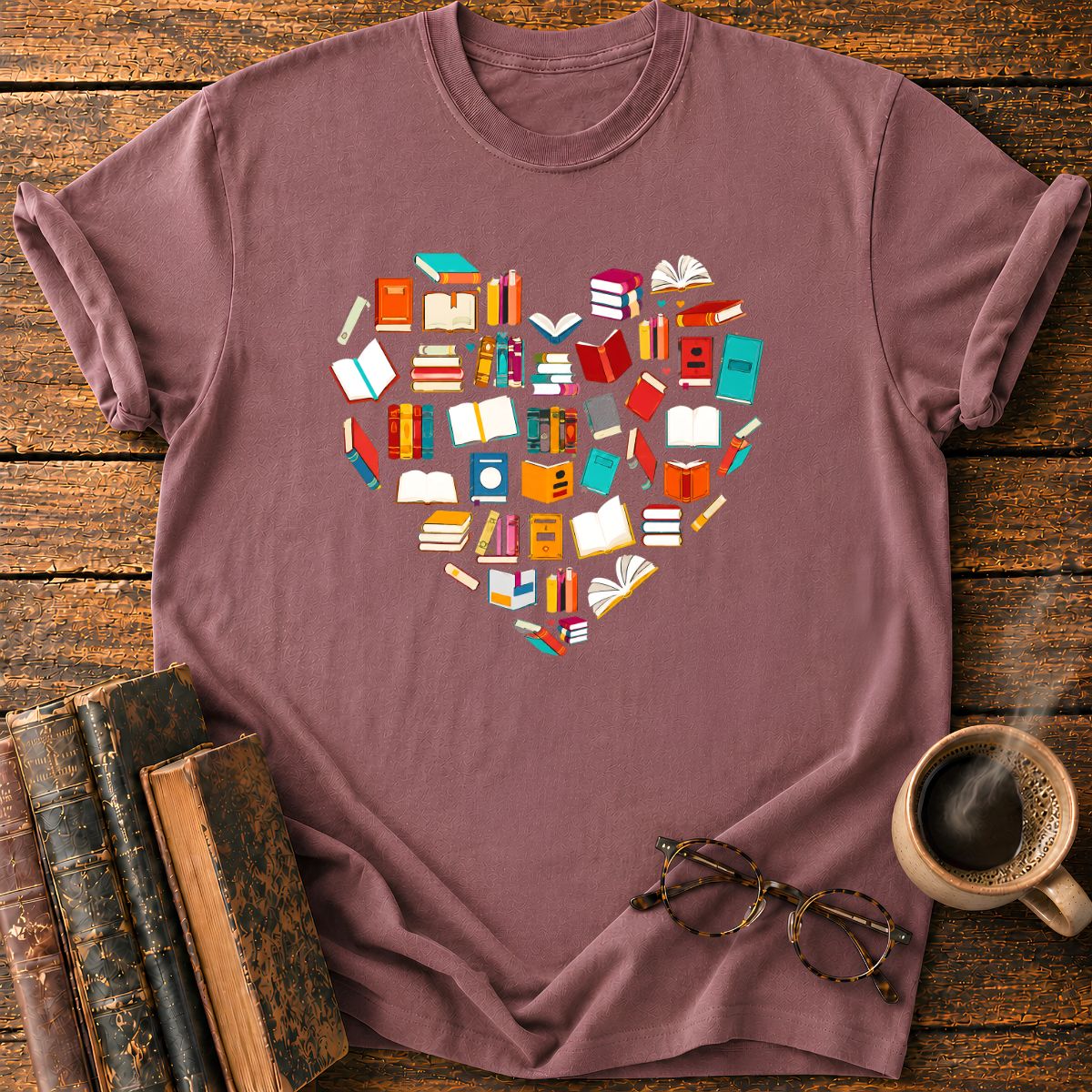 Colorful Book Heart T-Shirt