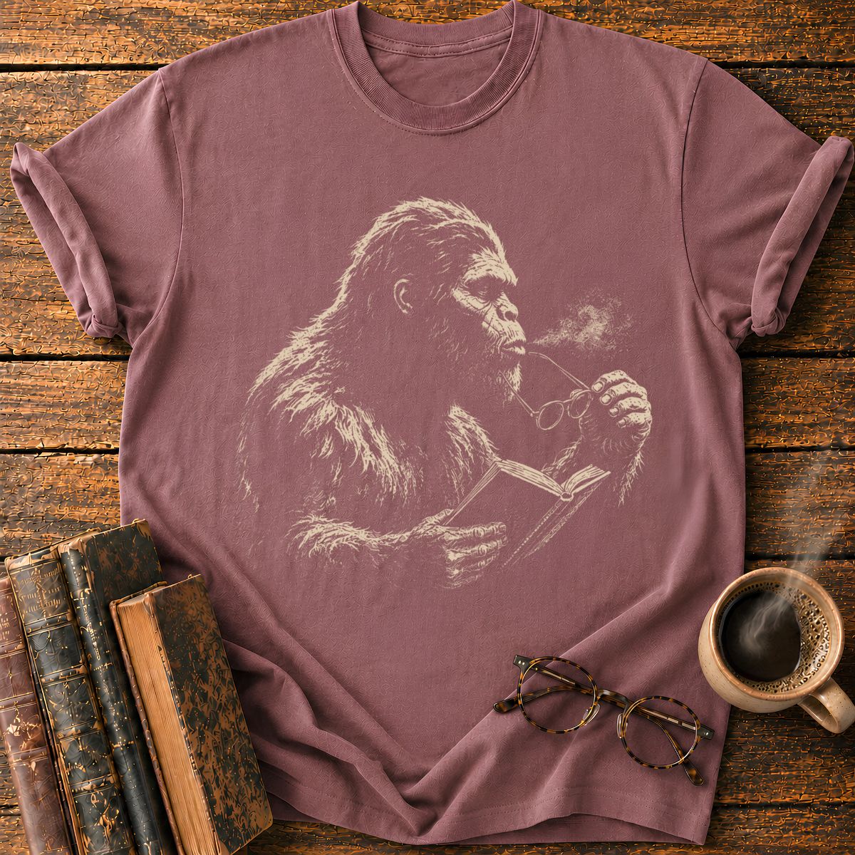 Bigfoot with A Book T-Shirt