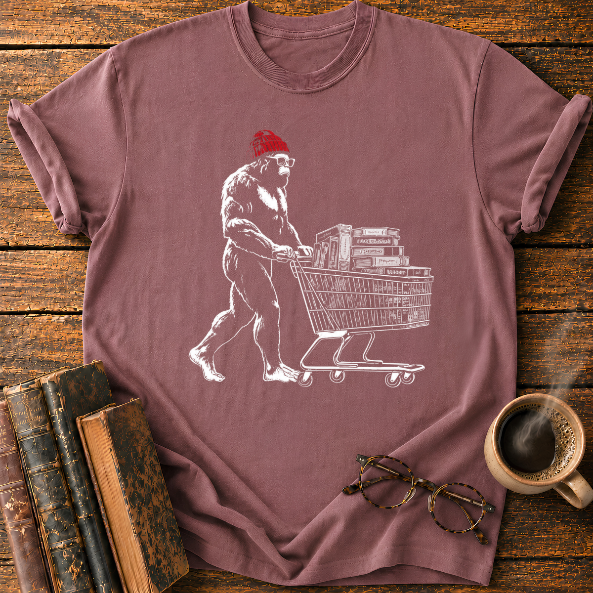 Bigfoot Book Cart T-Shirt
