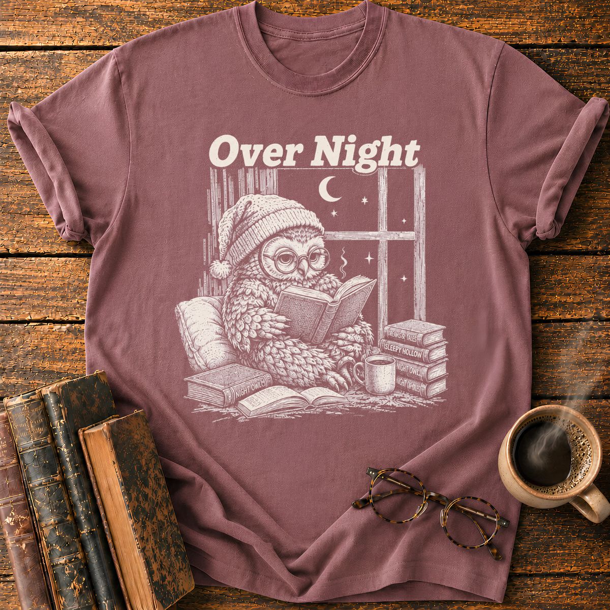 Cozy Night Owl Reading A Book T-Shirt